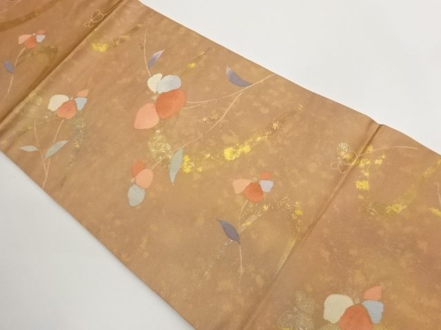 JAPANESE KIMONO / HIRAKI NAOGYA OBI / WOVEN ABSTRACT PATTERN 